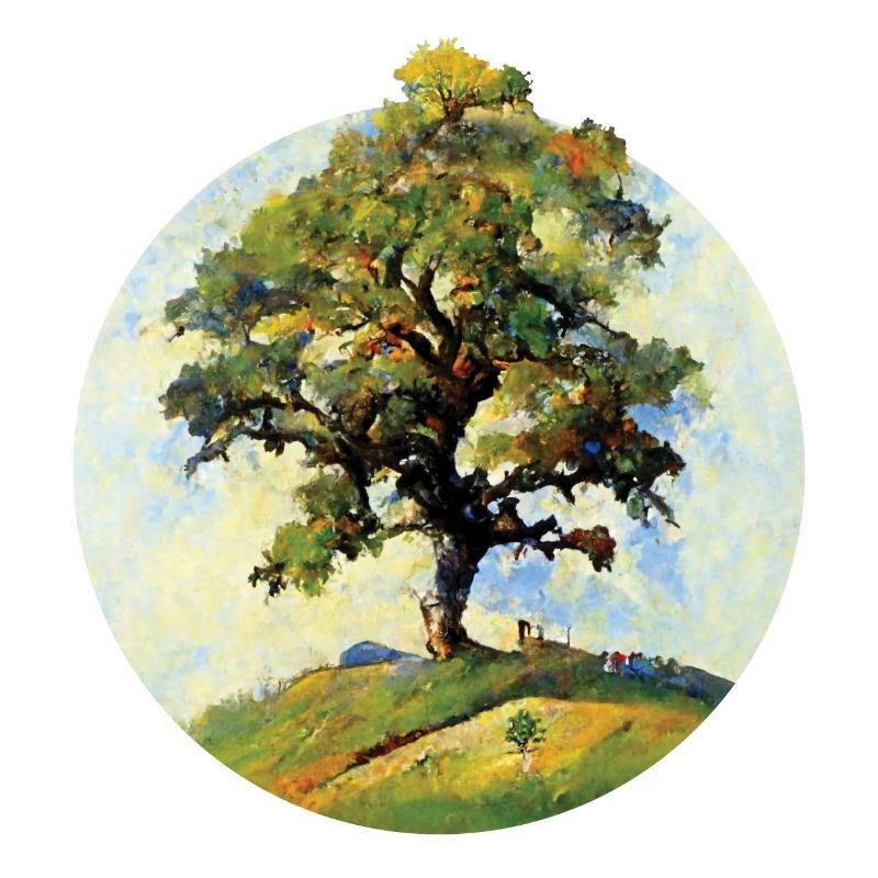 Malerei | Baum auf einem Hügel