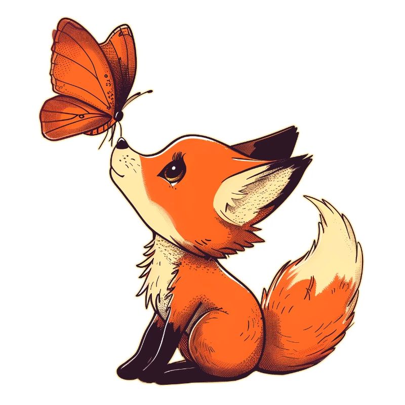 Renard avec papillon