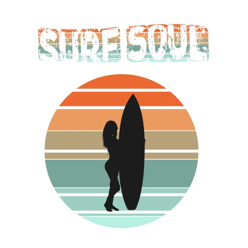 Surfer silhouette with sunset