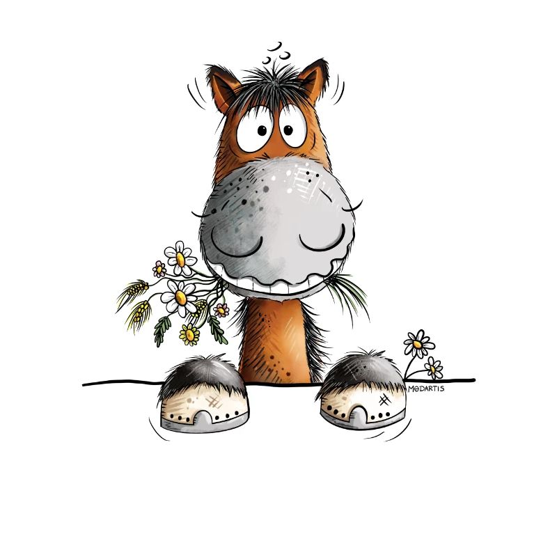 Happy Pferd Mit Blumen Geburtstag