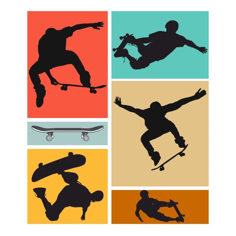 Skateboarding Coole Skateboarder Collage Bunt