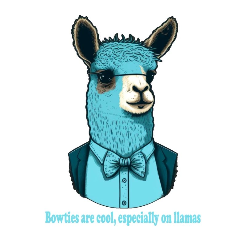 Blue llama with cool bow tie and suit