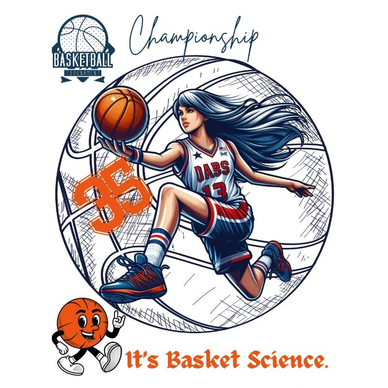 Illustration dynamique de championne de basket-ball