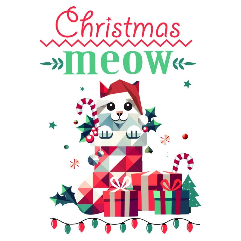 Chat espiègle en bas - Style de Noël laid