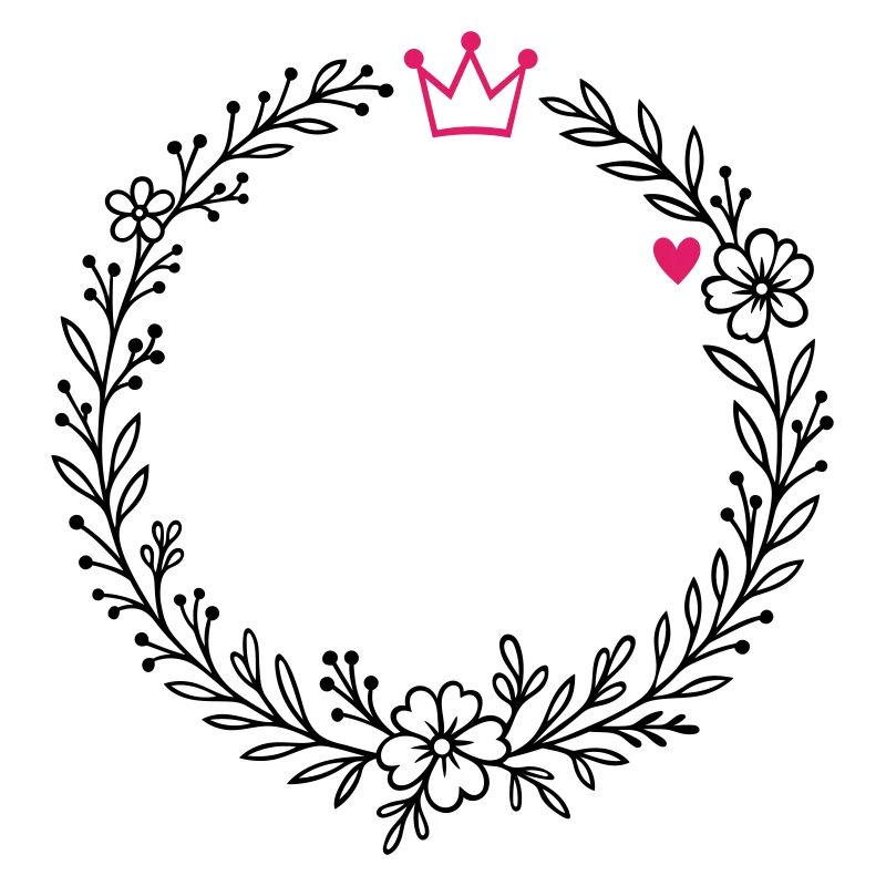 Couronne de fleurs avec couronne et cœur