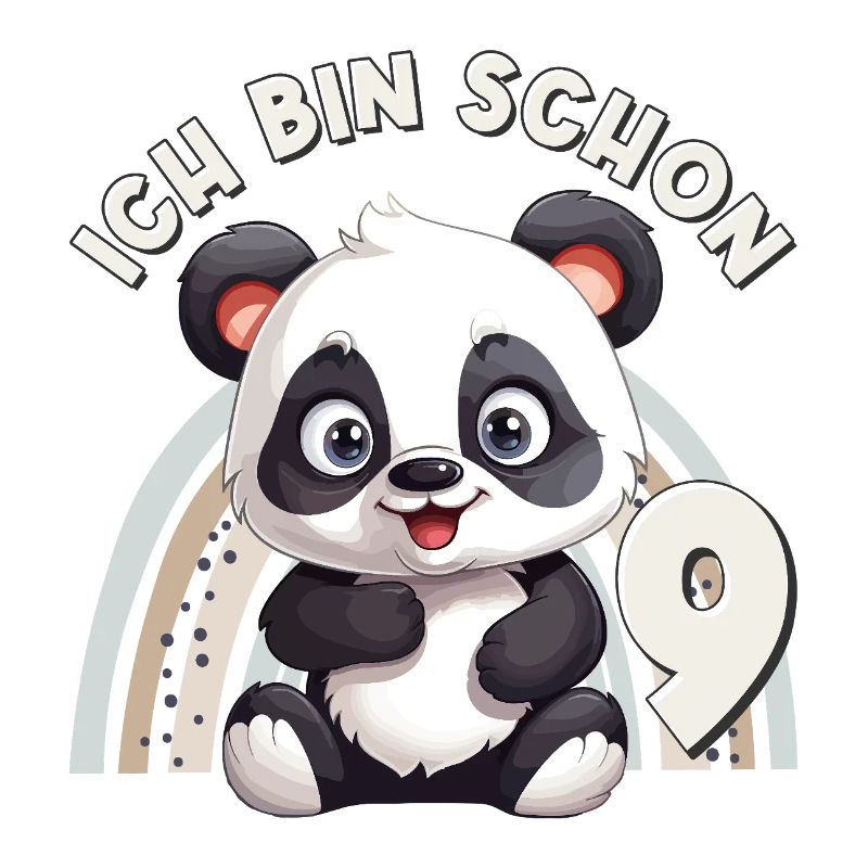 9ème anniversaire Panda Ours Arc-en-ciel Mignon Mignon