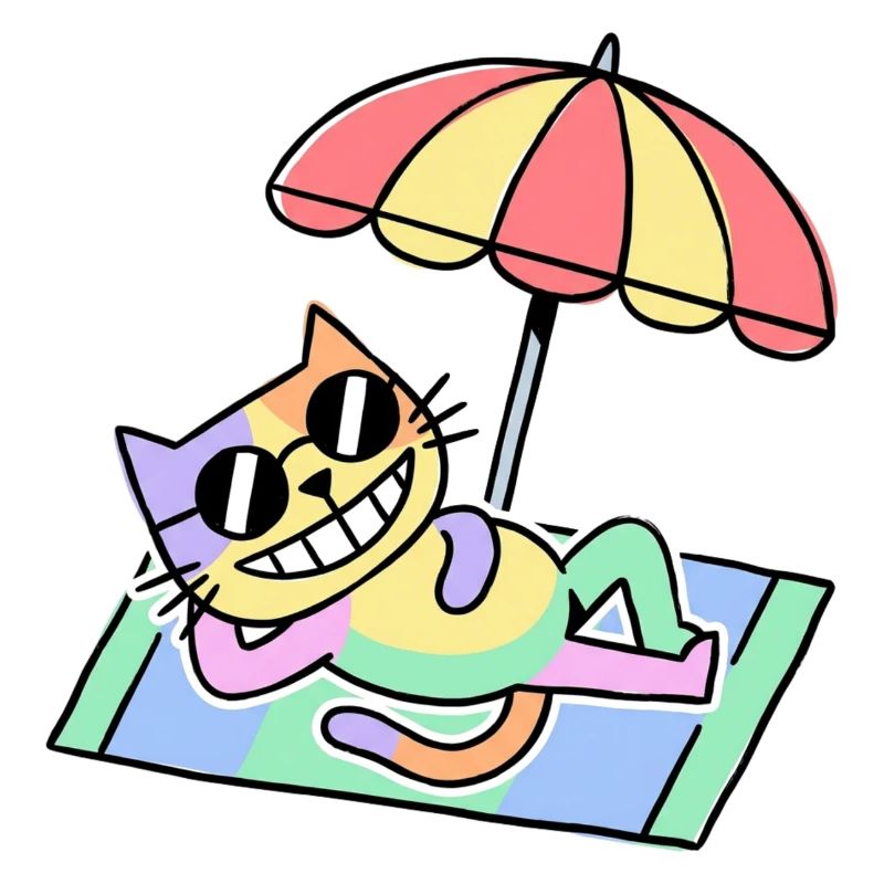 Beach Cat Pop Art Lounge Under Parasol