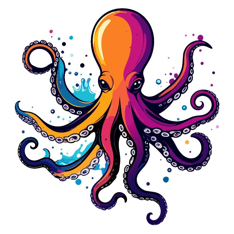 Bunter Oktopus Neon Tintentraum