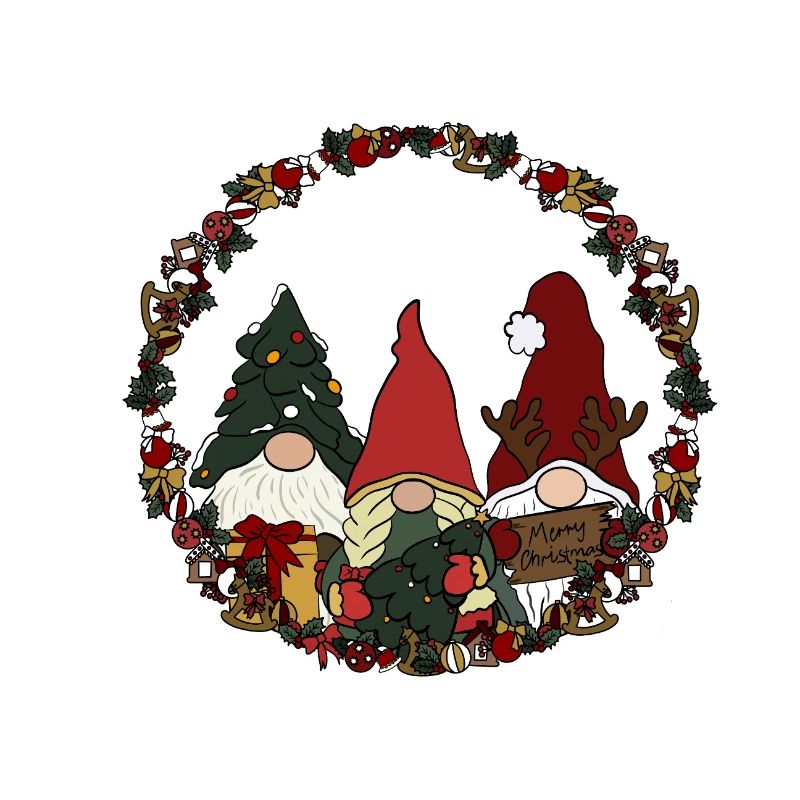 Wichtel  im Weihnachtskranz