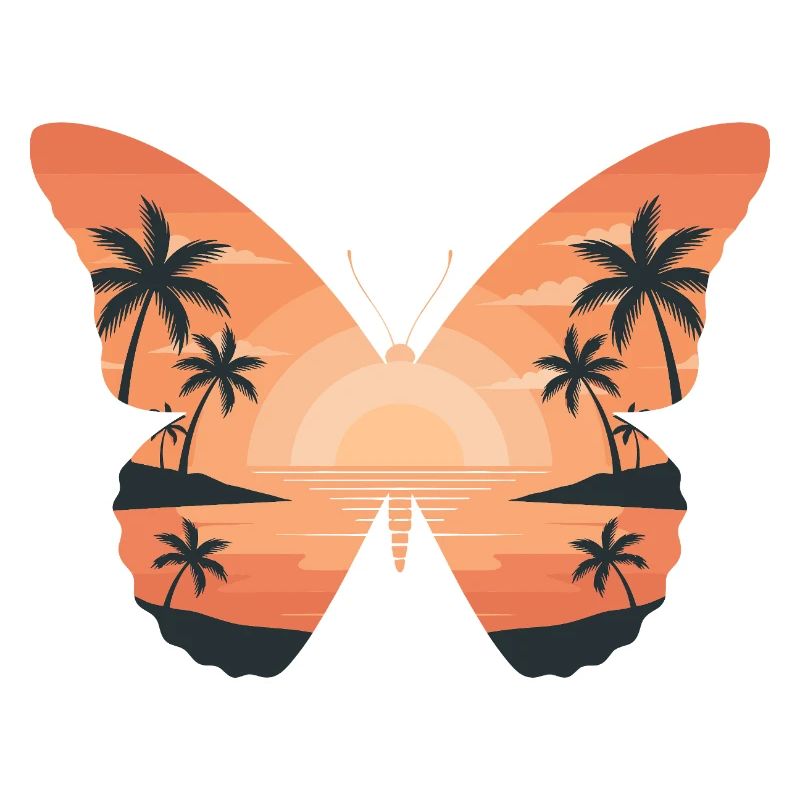 Papillon coucher de soleil sur la plage