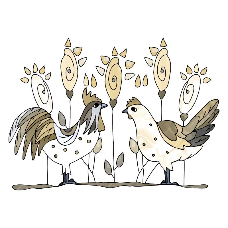 Coq et poule