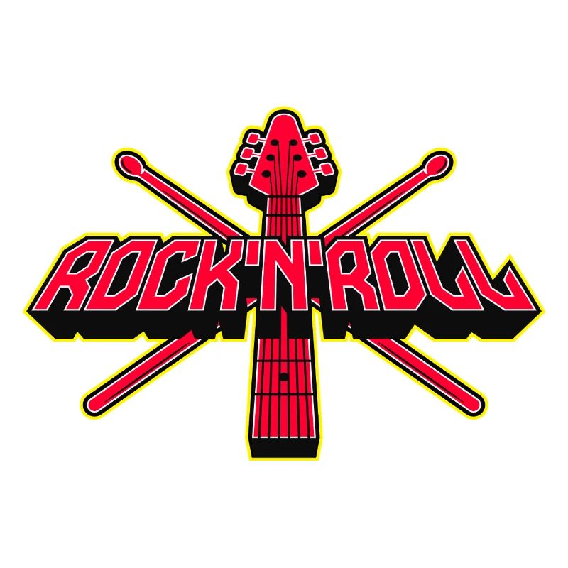 Rock 'N' Roll Guitar and Drumsticks Emblem