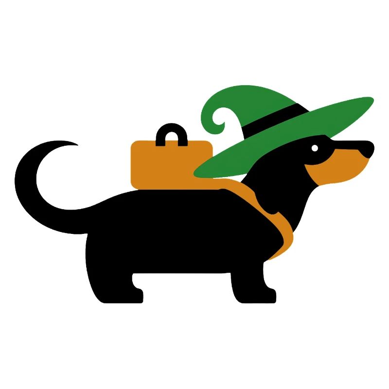 Teckel errant avec chapeau de sorcière et sac