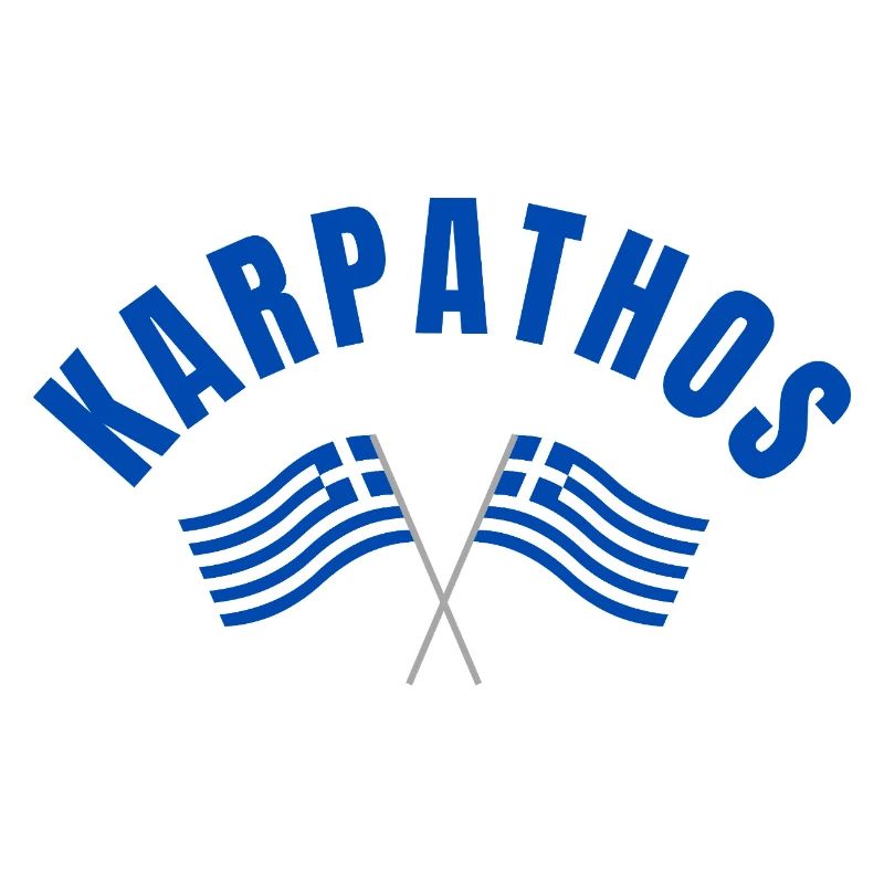 Karpathos avec drapeaux grecs croisés