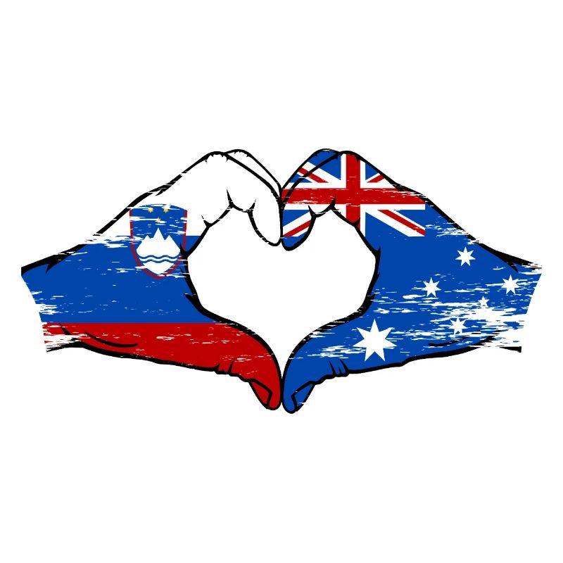 Drapeaux de l'Australie et de la Slovénie utilisés à la main