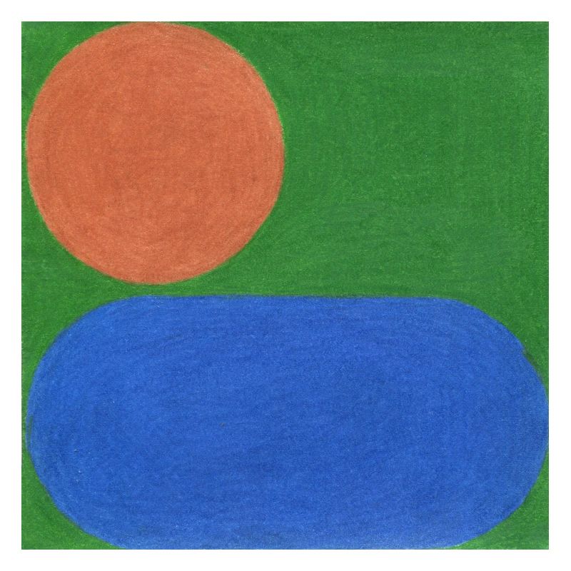 Cercle orange et rectangle bleu