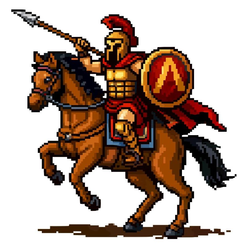 Pixelritter auf Pferd