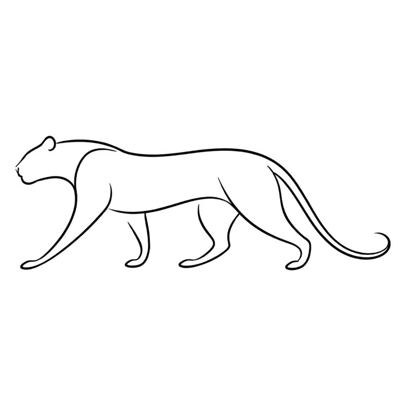 Silent Leopard Silhouette in Minimal Flowing Lines
