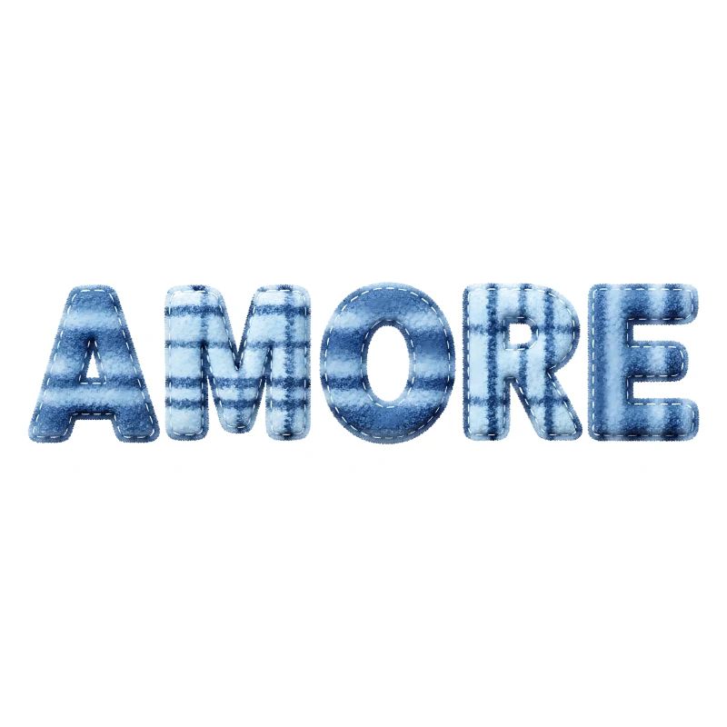 Amore Eisblau Schriftzug Patchwork Trend