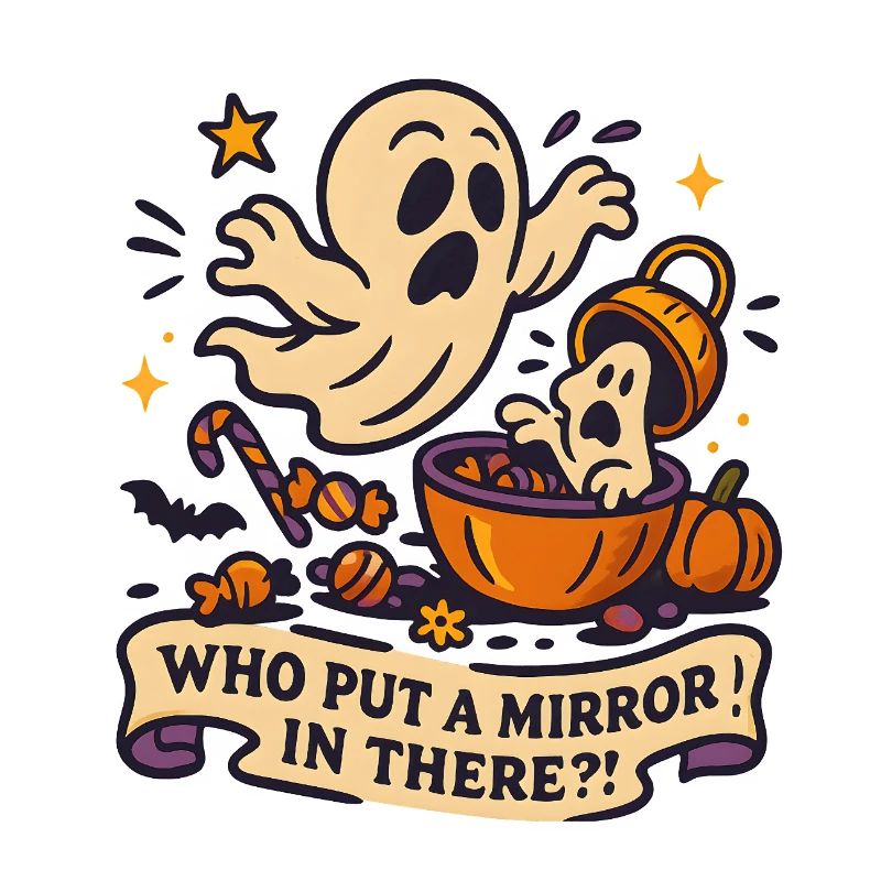 Haunted ghost with Halloween saying