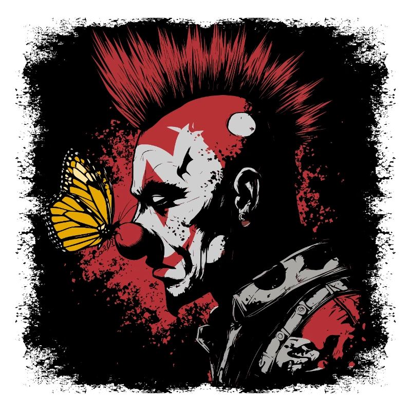 Clown effrayant et papillon