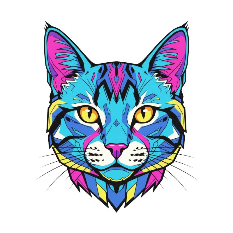 Portrait de chat néon