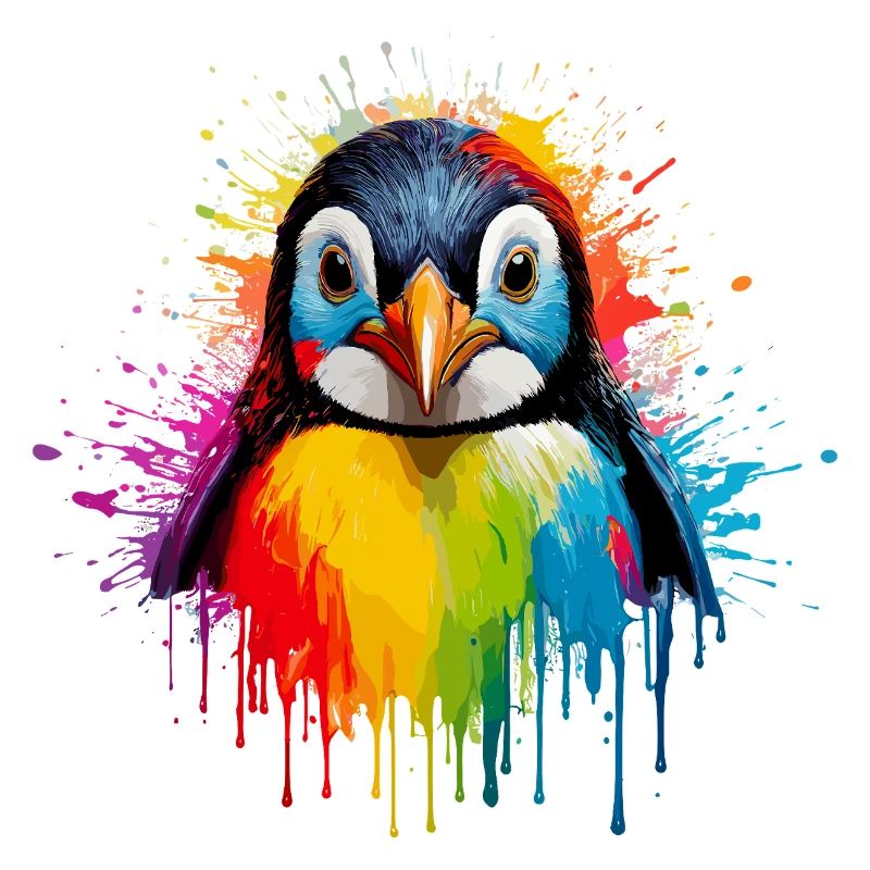 Rainbow Penguin Splash Art