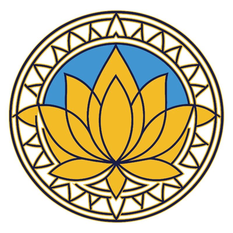 Lotus Mandala Doré sur Bleu