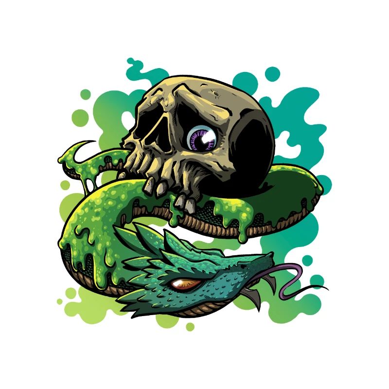Neon Snake Skull