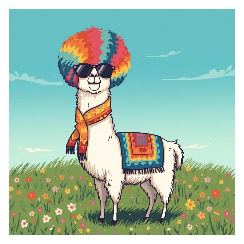 Funky Regenbogen Lama