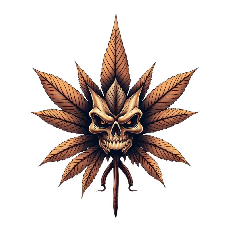 Schädelblatt Gothic Cannabis