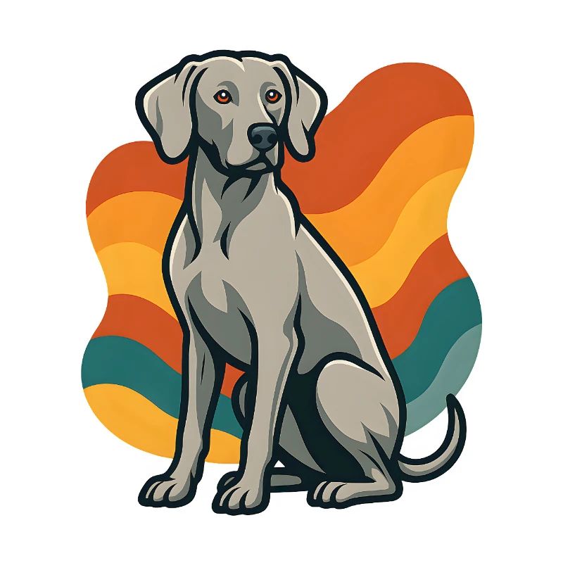 weimaranerWHund in retro wave pattern