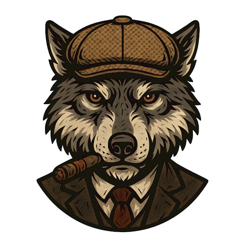 Wolf in beret and cigar
