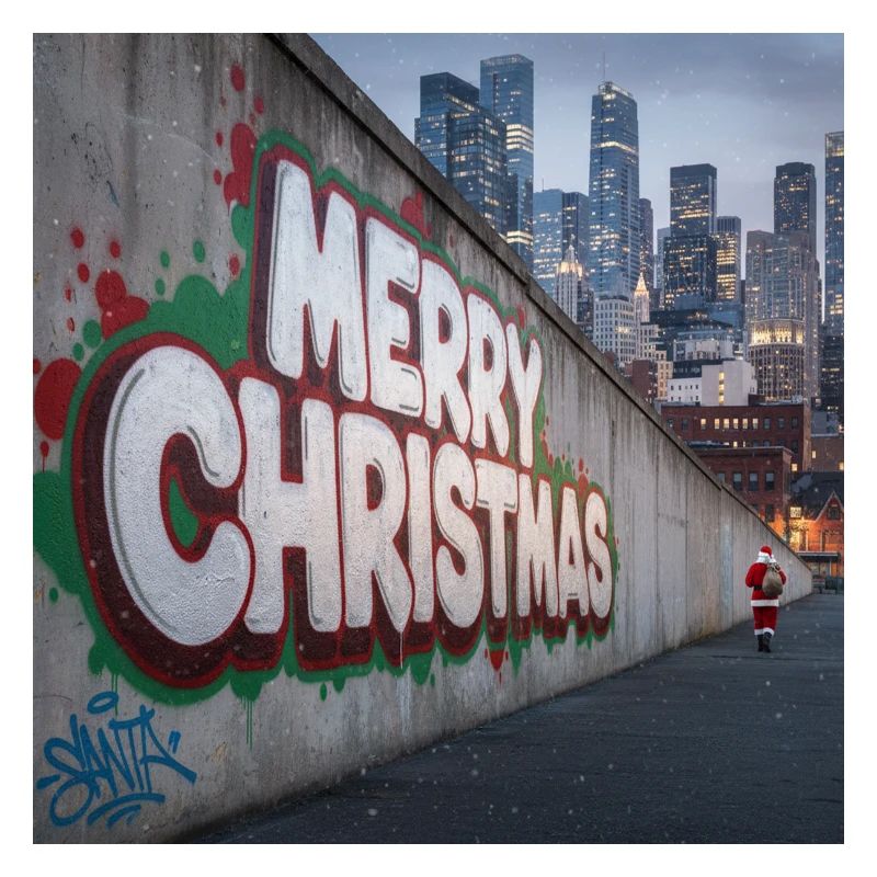 Graffiti de Noël urbain du Père Noël