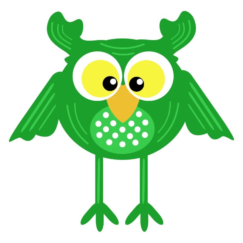Green owl with long legs
