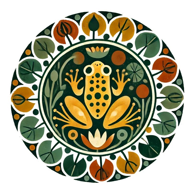 Grenouille dans la flore circulaire