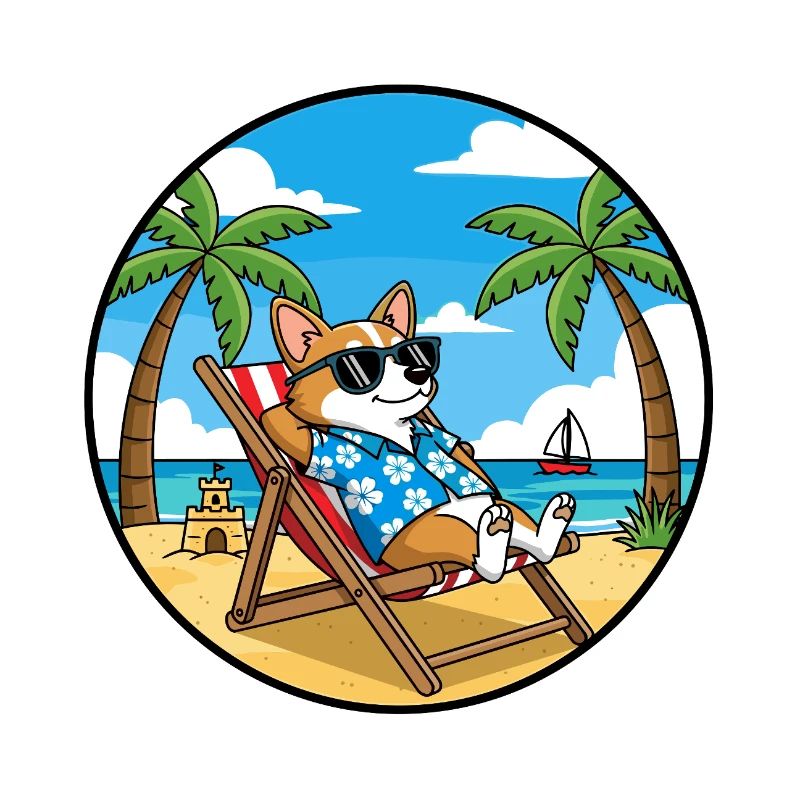 Cool Corgi Beach Vacation Summer Vibes