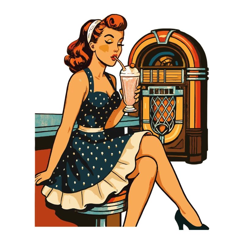 Rockabilly 50s Diner Milkshake Jukebox Retro