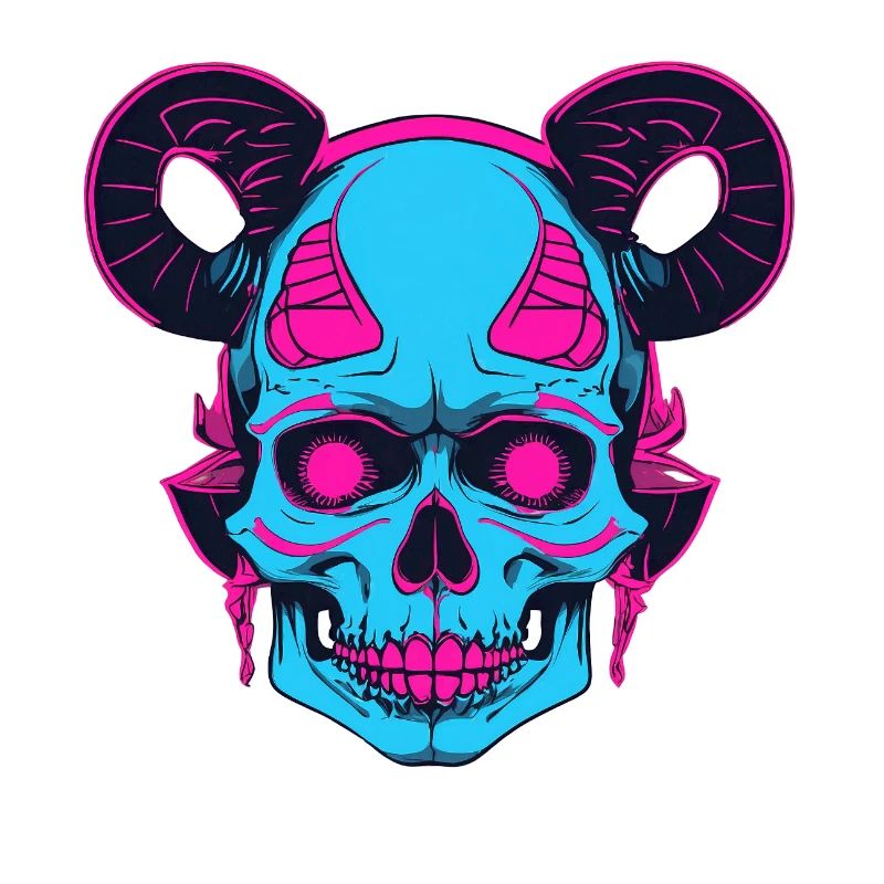 Neon Schädel mit Ramshorn