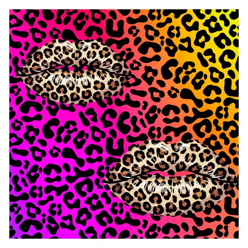 Leopard Lips on Neon Gradient
