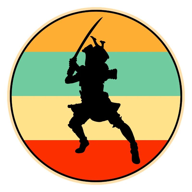 Samurai Warrior Retro Sunset Vintage-Silhouette