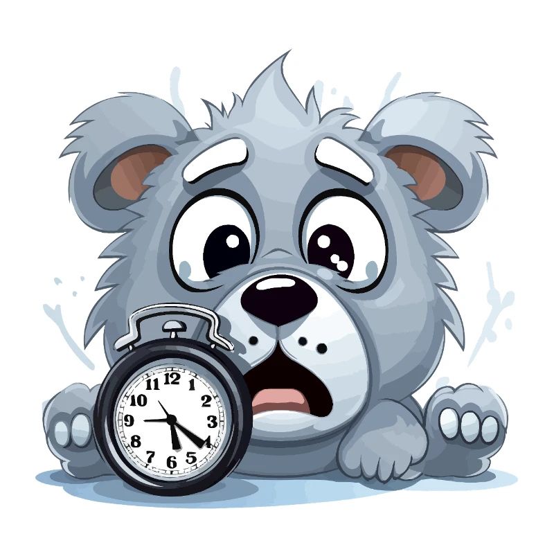 Cuddly dog with alarm clock