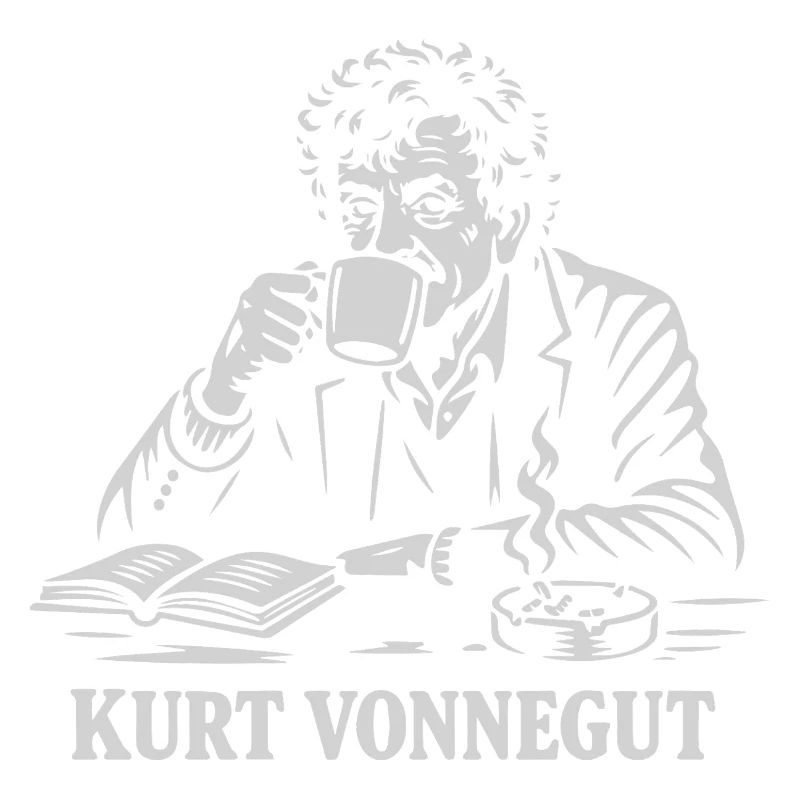 Kurt Vonnegut drinking coffee