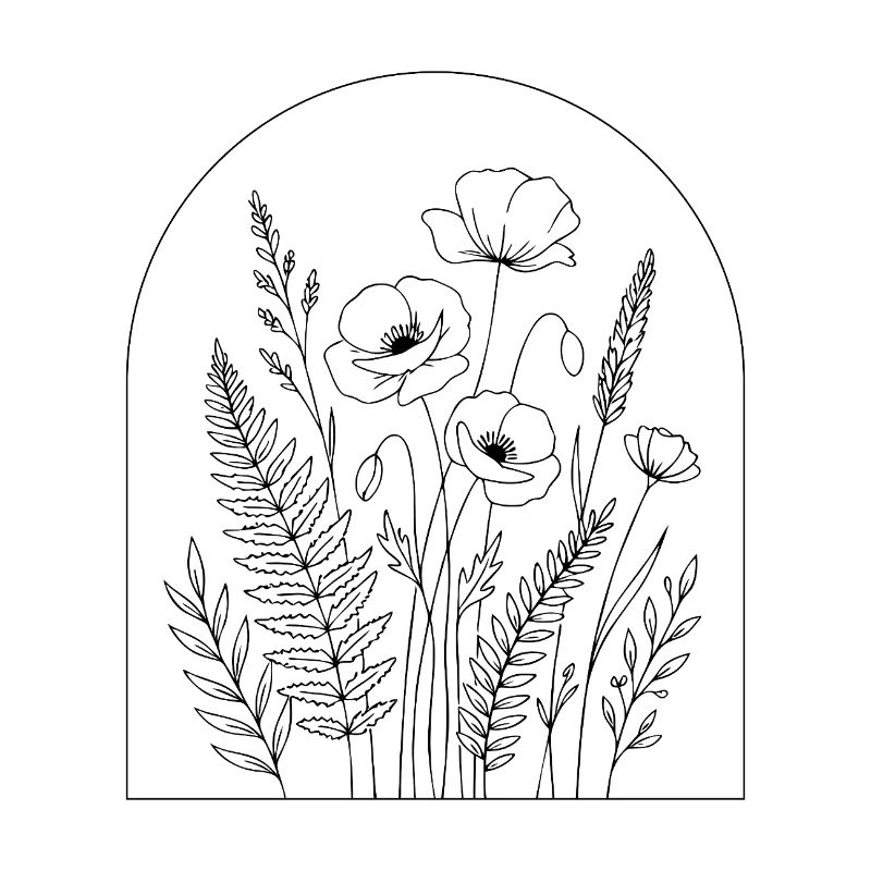 Botanische Bogenlinien-Kunst Wildblumen-Design