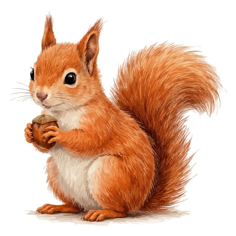 Eichhörnchen mit Eichel Illustration
