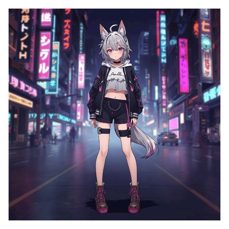 Night Fox in Neon Town