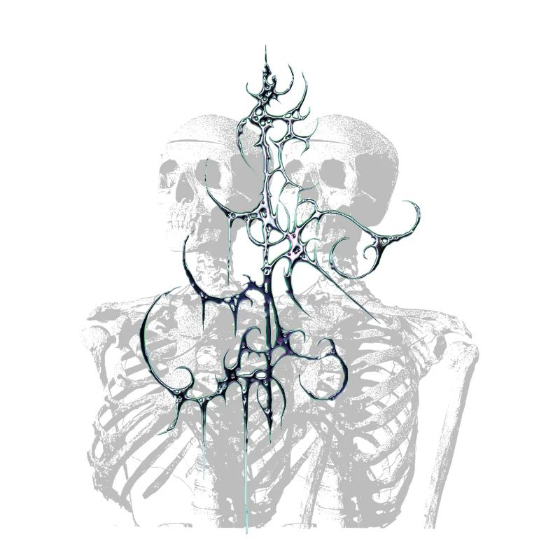 Glitch Skeleton Melt Dark Aesthetic Design