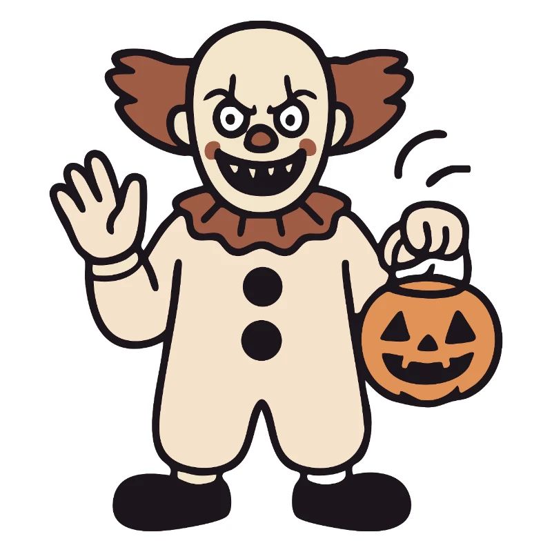 Halloween-Clown mit Kürbiseimer