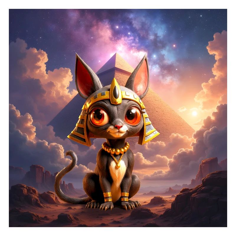 Pharaon Cat devant la pyramide
