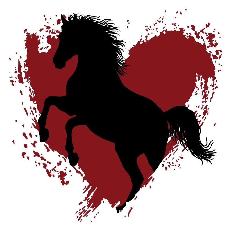 La silhouette du cheval Abbayan cabré et un coeur
